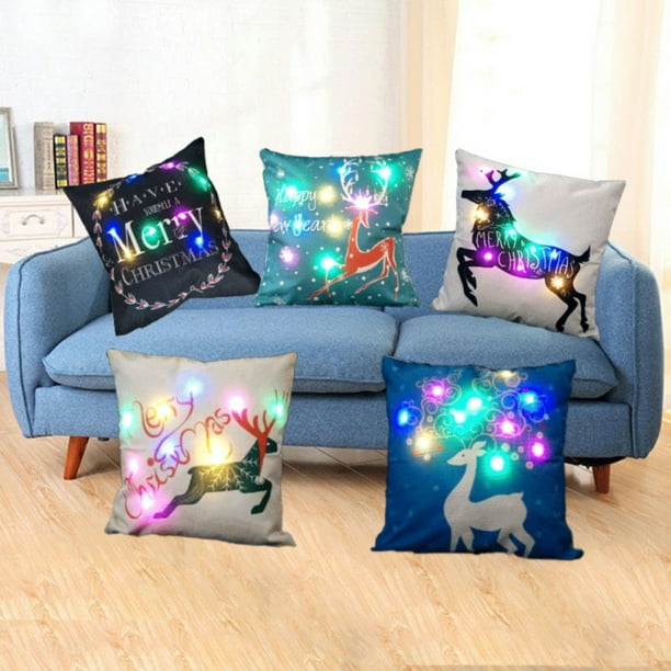 100Christmas LED lights Linen Pillow Case Cushion Cover Home Decor Bed Sofa Case 100Christmas LED lights Linen Pillow Case Cushion Cover Home Decor Bed Sofa Case